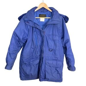 Vintage Eddie Bauer Coat Down FLAWS Women Parka Blue Hooded Winter Coat Medium